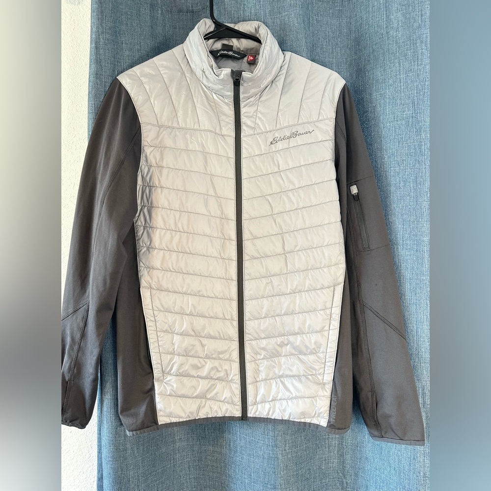 Eddie Bauer Men’s Medium‎ Full Zip FreeHeat Jacket  Primaloft Insulate Gray